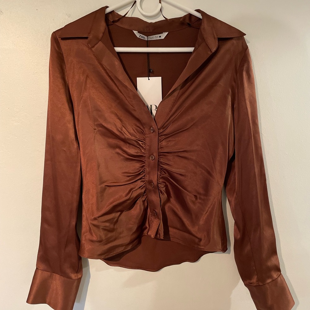 Maroon Zara Button Up Blouse